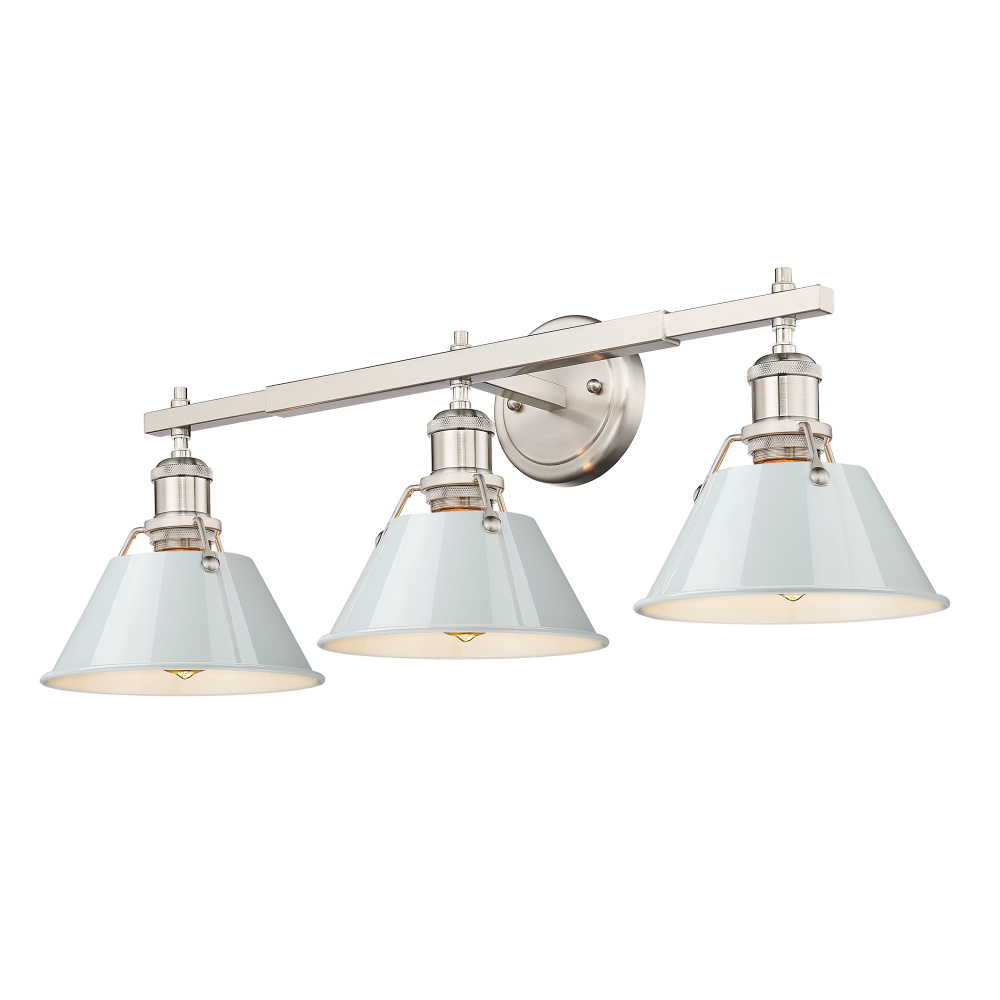 Yep by Golden Lighting Orwell 3-light Vanity in Pewter and Dusky Blue shade